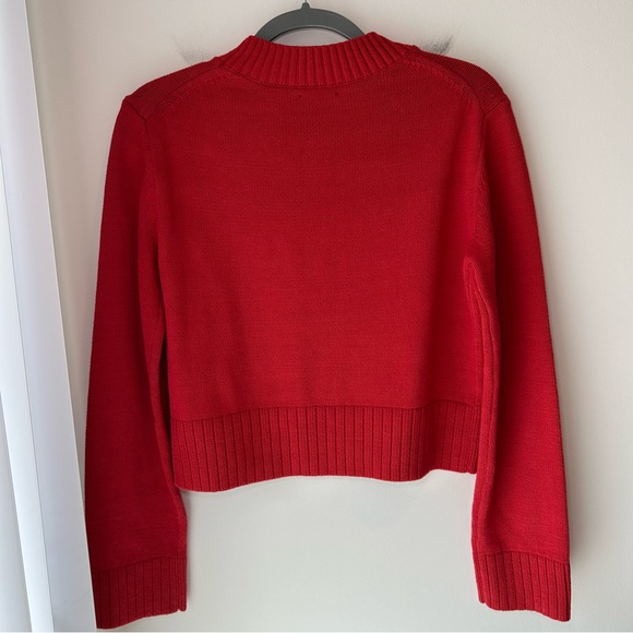 Reformation Anna Cotton Crewneck Sweater Red Size Extra Small - Picture 8 of 8
